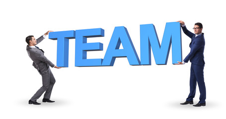 Fototapeta premium Businessmen holding word team in teamwork concept