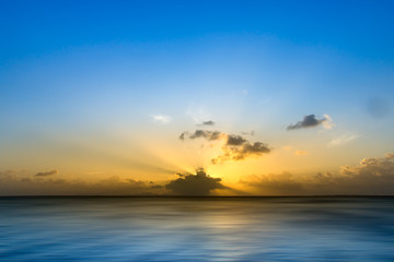 Fototapeta na wymiar Sunset sky on the lake in south of Thailand., unfocused image.