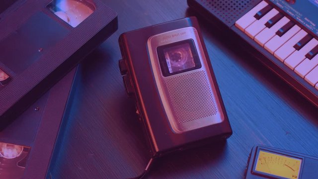 Cinemagraph Retro 80s Style Portable Walkman Cassette Player