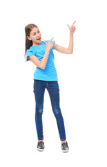 Obraz premium Cute pretty girl on white background