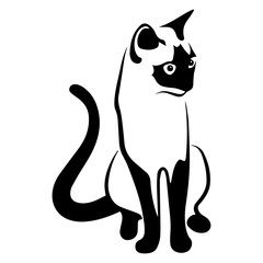 silhouette of a sitting cat black on a white background