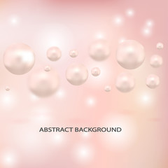 Abstract soaring pink pearl molecules design. Vector illustration. Atoms. 3D illustration