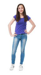 Obraz premium Cute pretty girl on white background