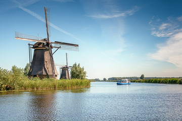 Boat trip on the canal at one of the mills at Kinderdijk