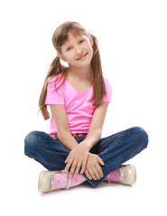 Pretty little girl on white background