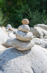 Cairns along the river Ardeche