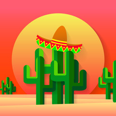 Mexican desert flat Illustration