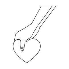 hand holding love heart romantic symbol vector illustration