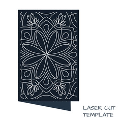 Wedding invitation for laser cutting. Vector illustration