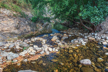 The small rippling side stream of the Ardeche river