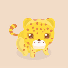 Cute Safari Leopard Cheetah Vector Illustration.