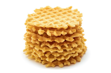 homemade crisp Waffle. isolated on white background