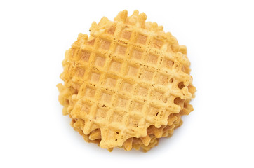 homemade crisp Waffle. isolated on white background