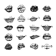 Naklejka premium Set of sexy woman lips