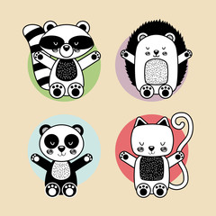 icons set cute animals icon vector illustration design graphic