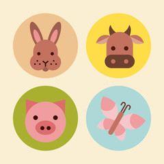 icons set farm animal icon vector illustration design graphic