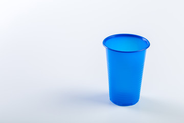 blue disposable plastic glasses