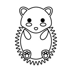kawaii porcupine icon over white background vector illustration