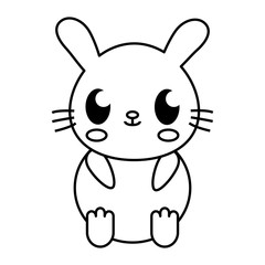 kawaii rabbit icon over white background vector illustration