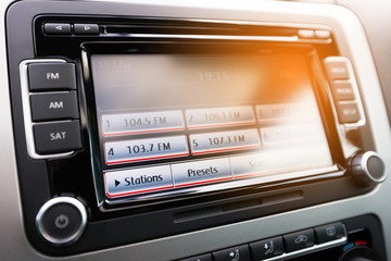 Modern luxury car dashboard with big display