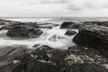 View of the rocky ocean shore