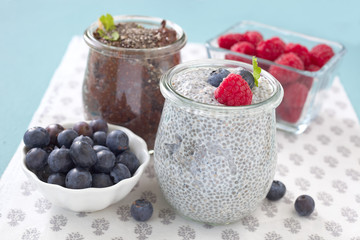 Pudding mit Chia Samen und Beeren