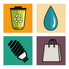 Eco friendly related objects icons set over white background vector illustration