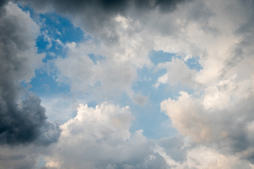 Fototapeta premium clouds with background,sunlight through very dark clouds background of dark storm clouds,black sky Background of dark clouds before a thunder.