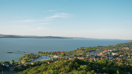 Obraz premium One of Europe's largest lakes - Balaton. Popular tourist tours from many continental countries. Shallow fast warming lake.