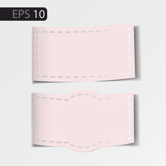 Pink paper cards on white background.