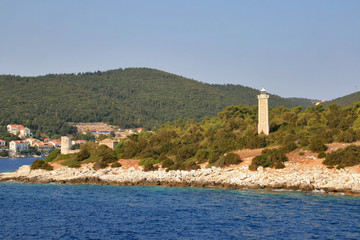 Naklejka premium Panoramic view of Fiskardo village, Kefalonia, Ionian islands, Greece