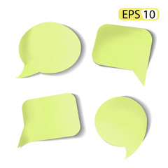 Set of green Stick Speech Bubbles Isolated.