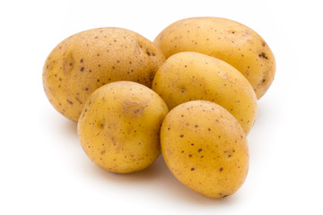 Raw potato isolated on white background.