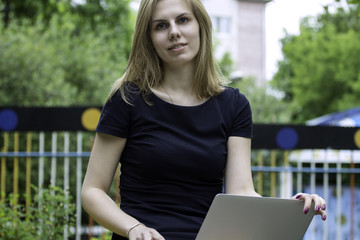 Business lady in the park