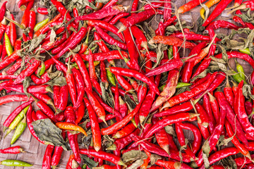 dried red Chili peppers - close up