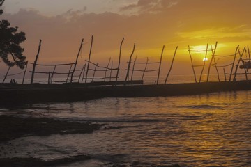 Sonnenuntergang am Strand in Savudrija. Umag Istrien Kroatien. 