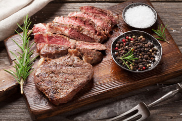 Grilled beef steak with spices