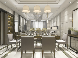 3d rendering luxury and modern restaurant and dining zone