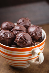 Closeup chocolate truffle candies
