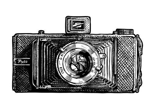 illustration of folding camera
