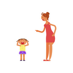Mother shouting at child. Violence in family Vector illustration eps 10.
