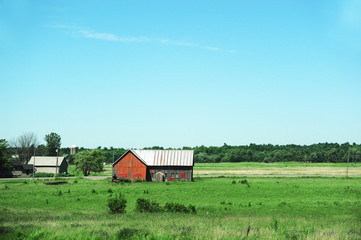 farm house in green field