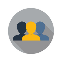 People icon on circle in flat style