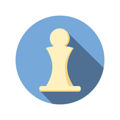 Chess pawn icon in flat style on circle