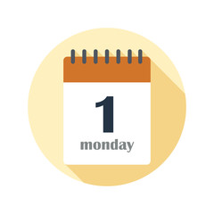 Calendar icon in flat style on circle