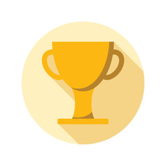 Cup winner icon in flat style on circle
