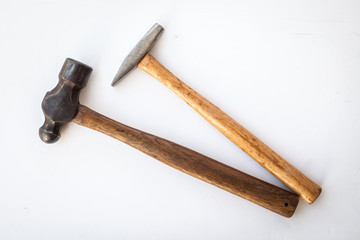 old vintage tool for wooden work, carpenter tool on white background