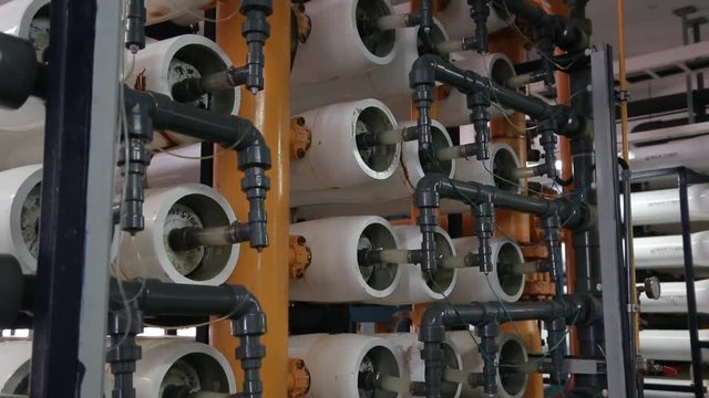 Penghu, Taiwan-03 November, 2014: Reverse osmosis and nanofiltration system in a water filtration plant in Penghu, Taiwan. Reverse osmosis and nanofiltration are pressure-driven separation processes.