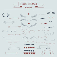 1062187 Collection of unique hand drawn vector borders.