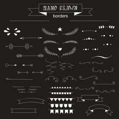 1062189 Collection of unique hand drawn vector borders.
